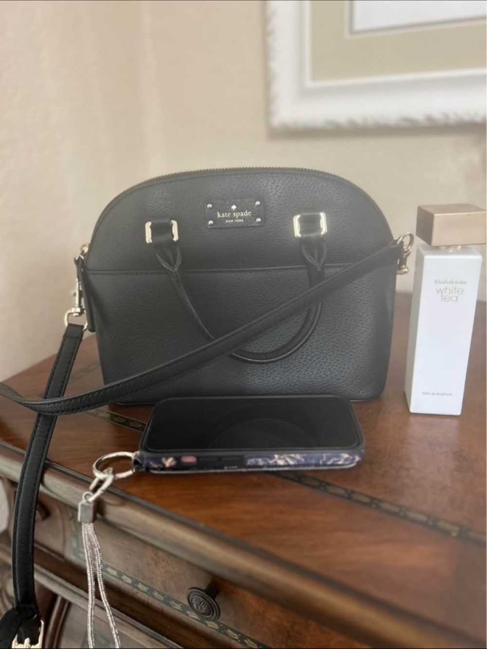 kate spade black pebbled leather crossbody satchel